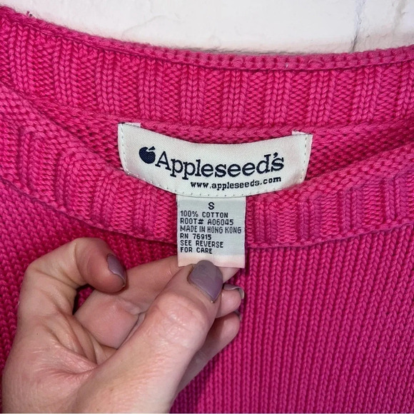 Appleseed’s Hot Pink Cotton Winter Knit Long Sleeve Sweater, Women’s Size Small - Picture 3 of 8